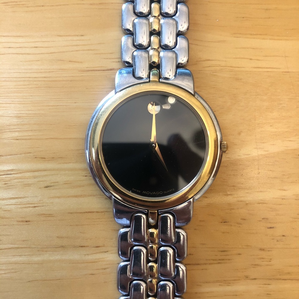 Movado Black Dial Two Tone Watch